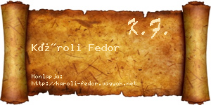Károli Fedor névjegykártya
